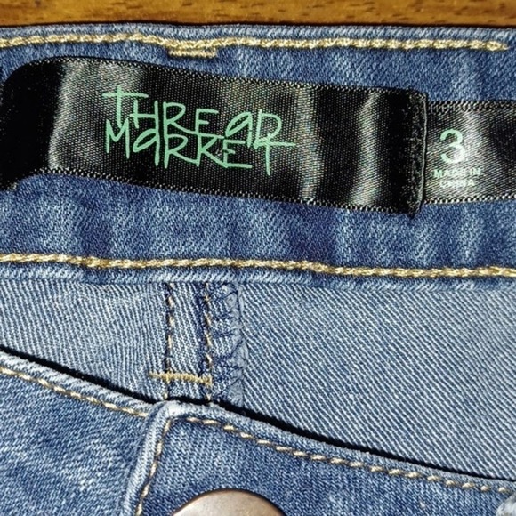 Thread Market Denim Shorty Shorts Crochet Cut-off Juniors Size 3 Festival - Picture 2 of 7